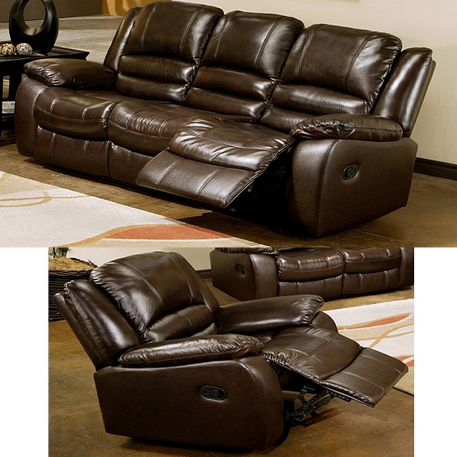 Abbyson Living Brownstone Reclining Leather Sofa and Chair Set