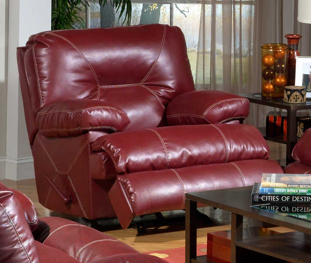 CatNapper 4290-6-Red Cortez Bonded Leather Chaise Glider Recliner - Red - Catnapper