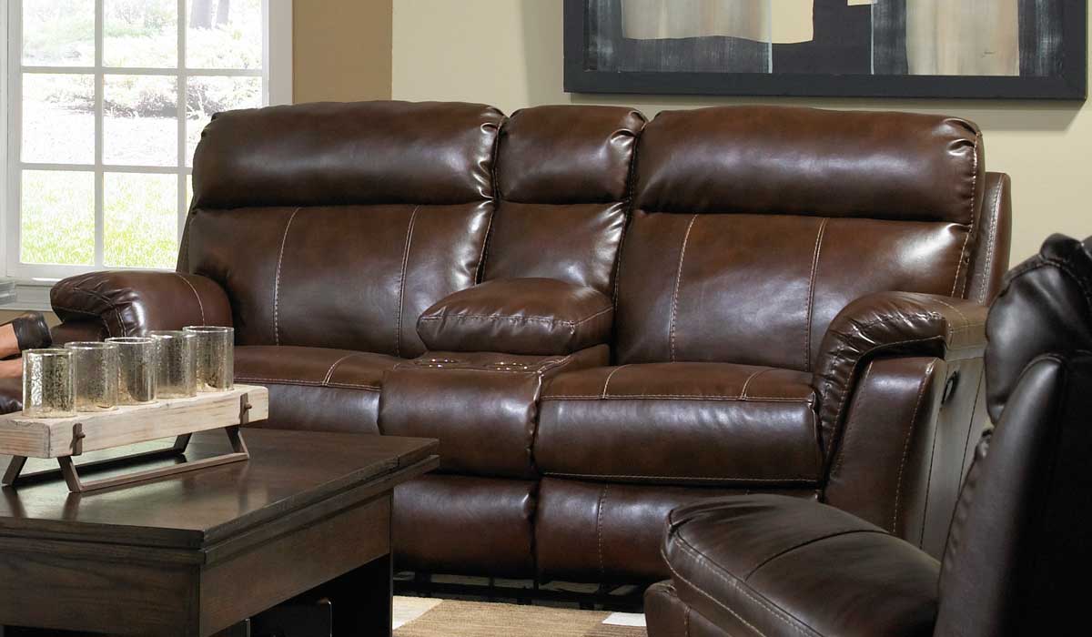 CatNapper 4309-Hershey Variables Bonded Leather Reclining Console Loveseat with Storage and Cupholders - Hershey - Catnapper