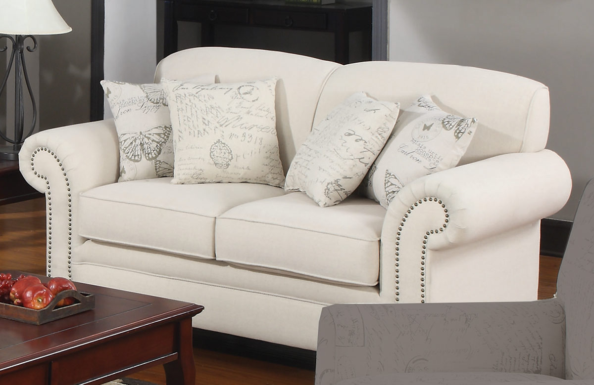 Coaster Norah Loveseat with Antique Inspired Detail in Oatmeal