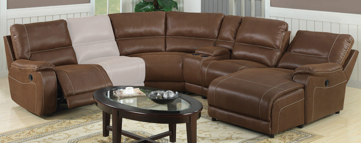Coaster Loukas Reclining Sectional Sofa with Chaise in Brown
