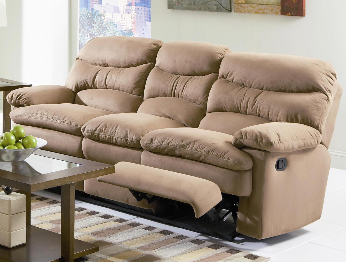 Coaster Harmon Reclining Microfiber Sofa in Brown