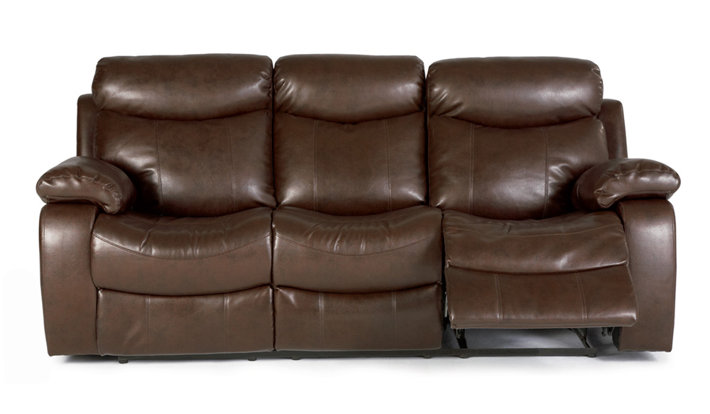 Coaster Denisa Three Seat Reclining Leather Sofa in Rich Brown