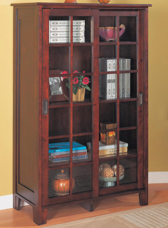 Cole Office Rawlston Glass-Door Bookcase, 58 3/4in.H x 37in.W x 18 1/4in.D, Cappuccino