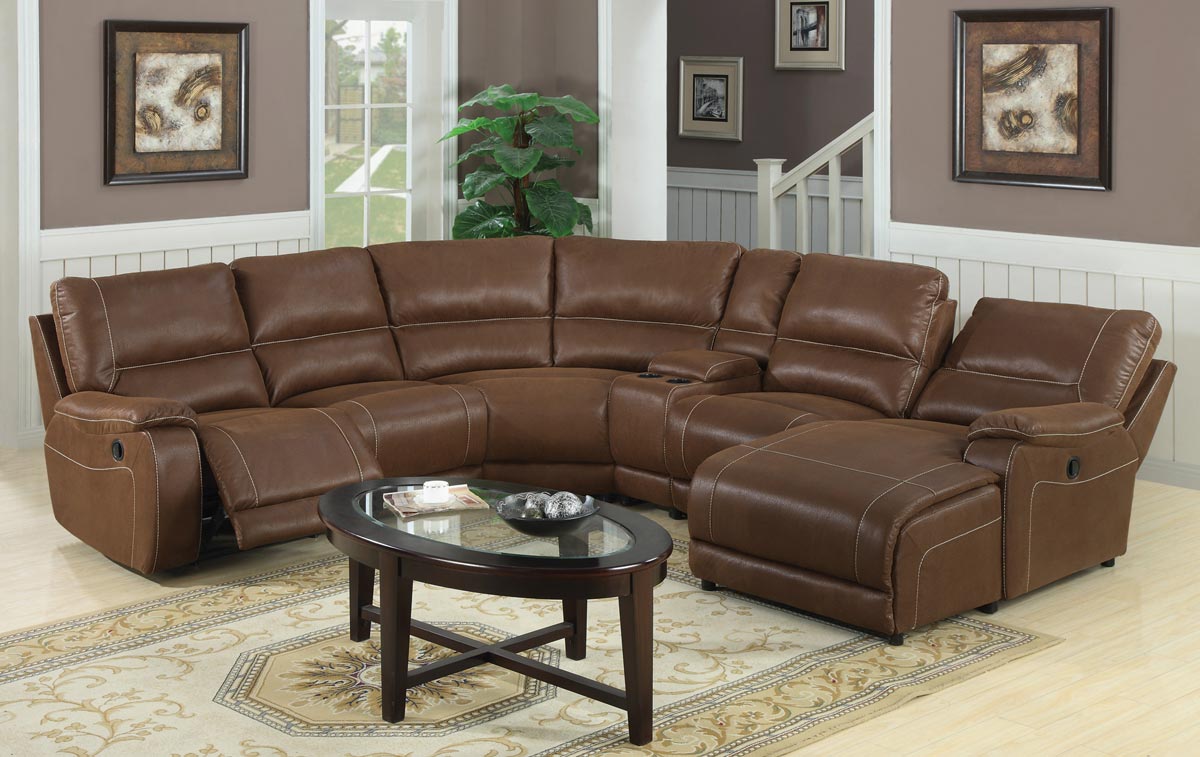 Coaster Loukas Reclining Sectional Sofa with Chaise in Brown
