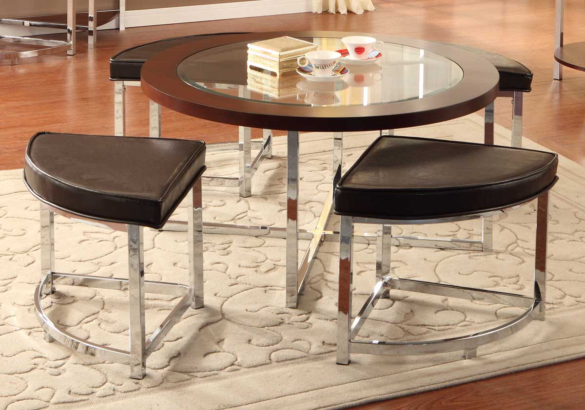 Homelegance 3290-01 Maine Cocktail Table with 4 Ottomans