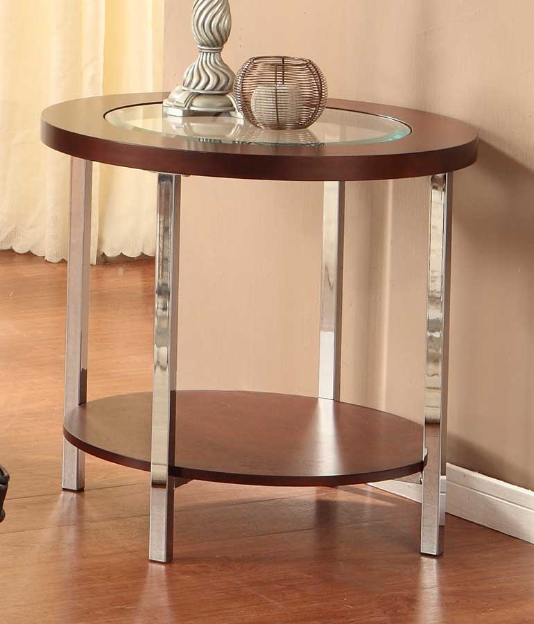 Homelegance Maine Chrome Legs End Table in Brown