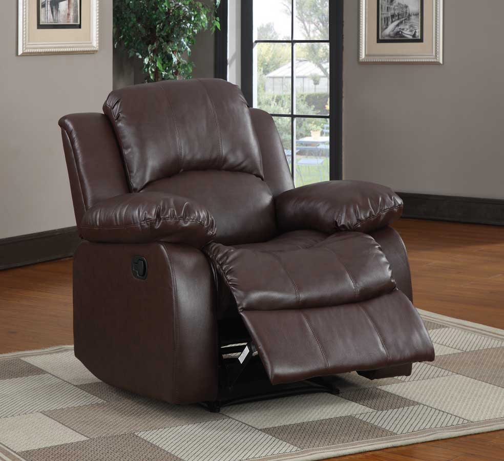 Homelegance Cranley Bonded Leather Match Recliner Chair in Brown