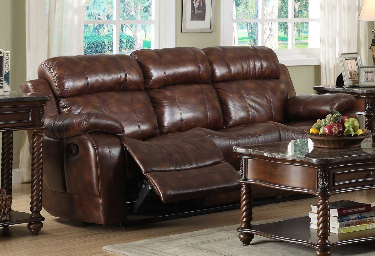 Homelegance Marille Reclining Sofa in Warm Brown