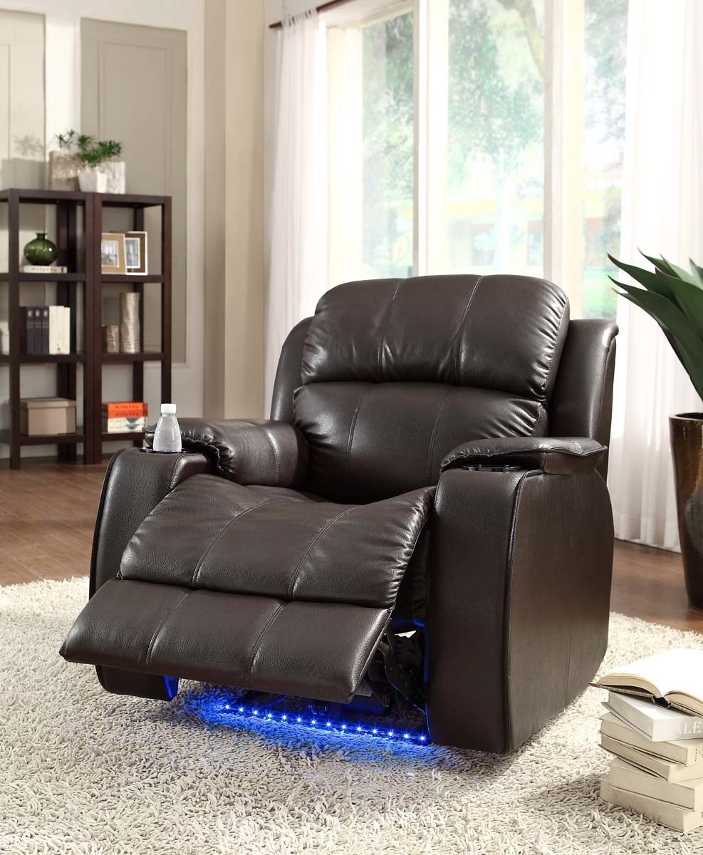 Homelegance Jimmy Power Recliner with Massage - Brown - All Bonded Leather