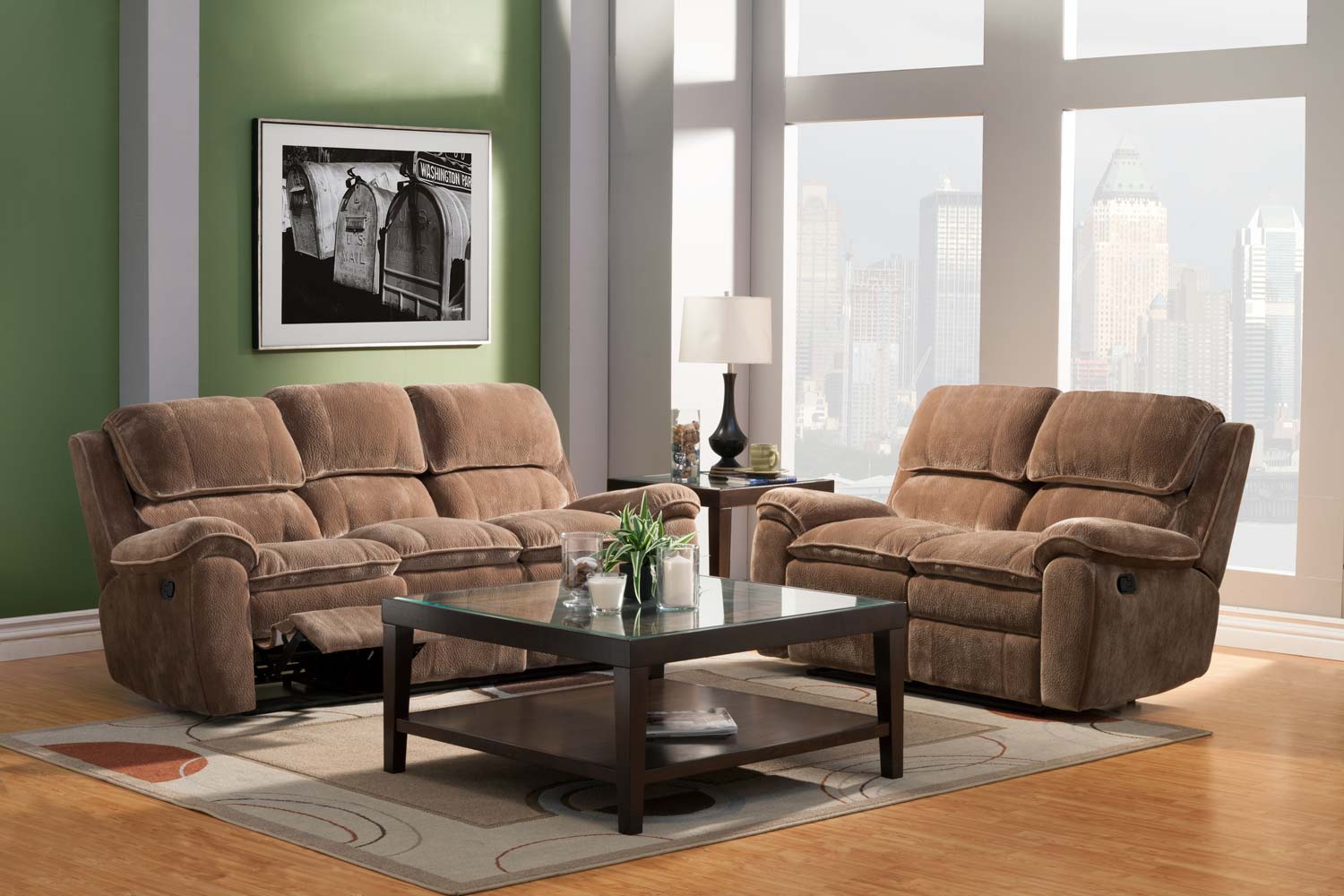 Homelegance Reilly Reclining Sofa Set Brown Textured