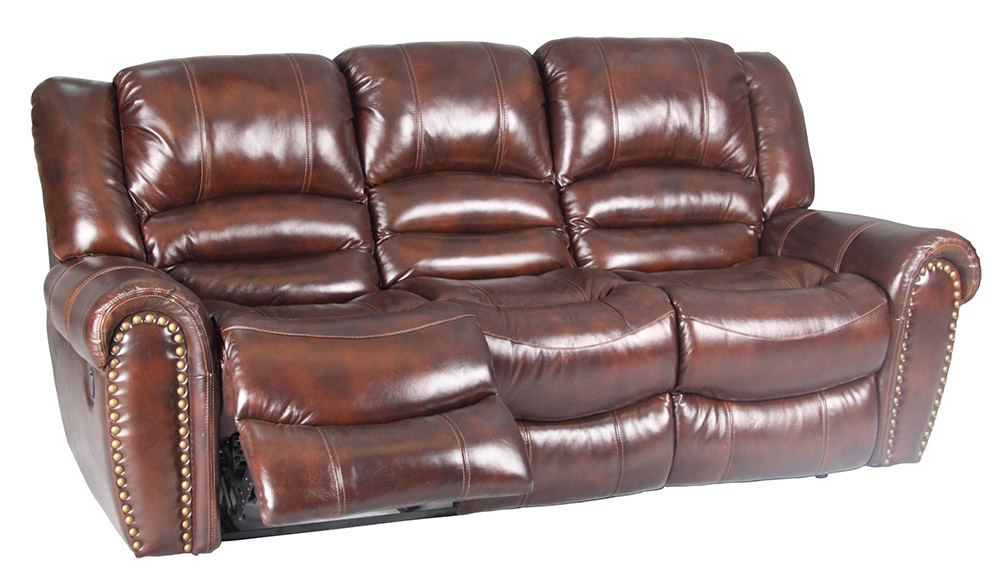 Parker House Neptune Leather Dual Reclining Sofa in Tobacco