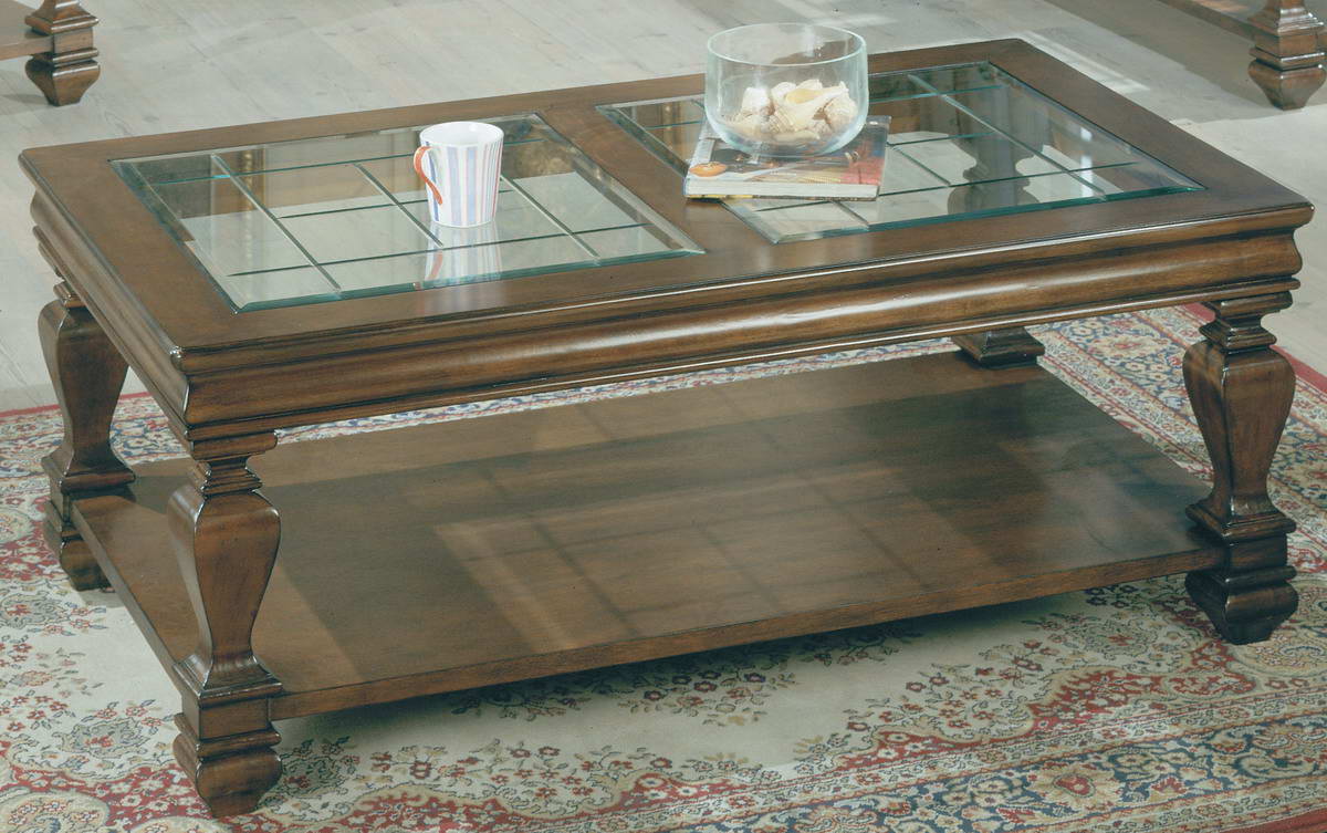 Parker House Rectangular Glass Top Wood Cocktail Table