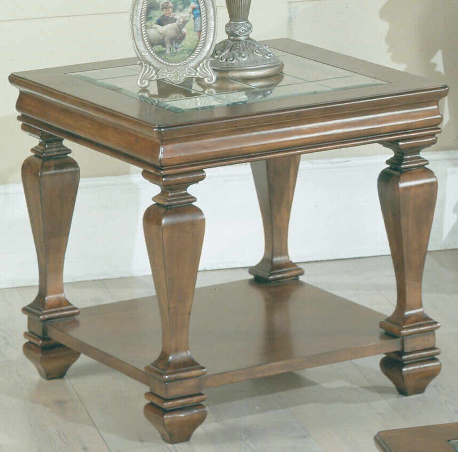 Parker House Glass Top Wood End Table