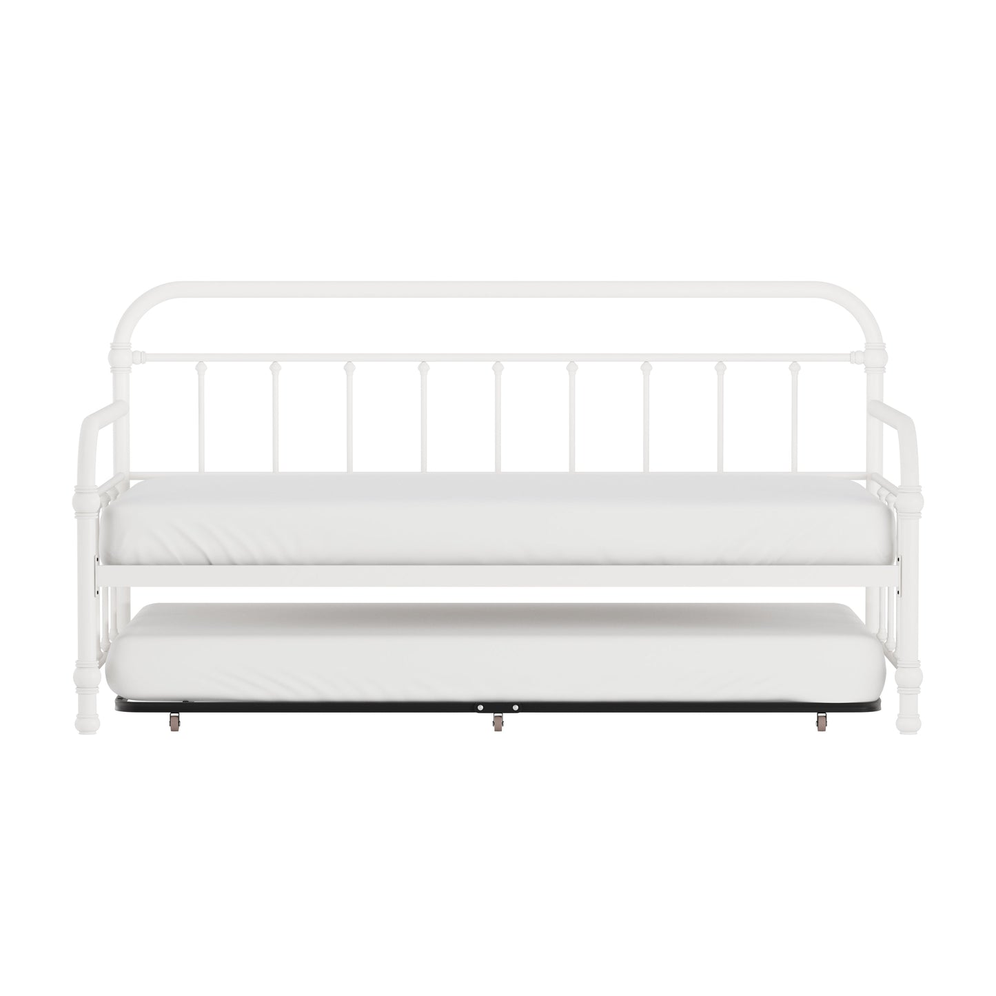 Hillsdale Furniture Kirkland Metal Twin Daybed with Roll Out Trundle, Soft White