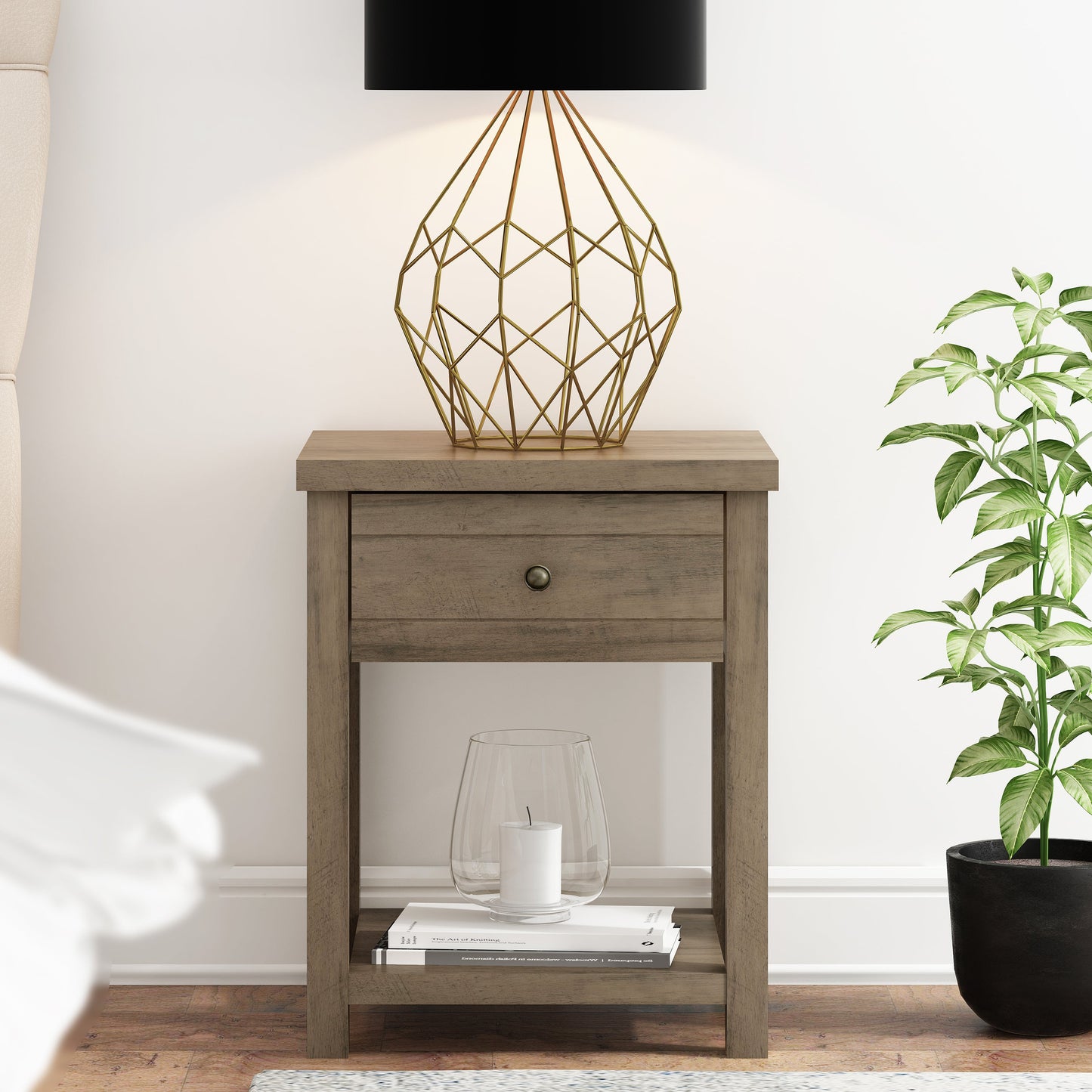 Living Essentials by Hillsdale Harmony Wood Accent Table, Knotty Gray Oak
