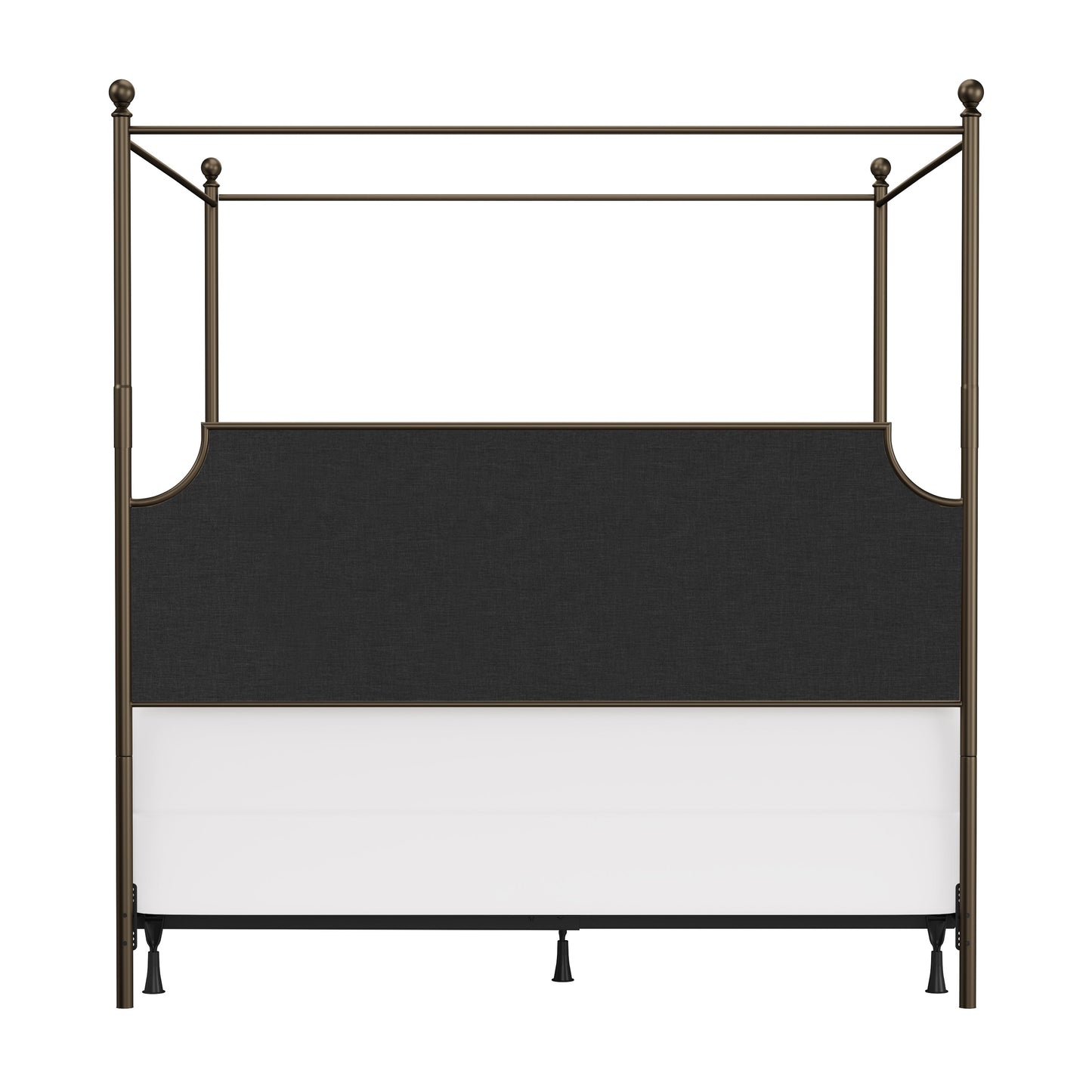 Hillsdale Furniture McArthur King Metal and Upholstered Canopy Bed, Bronze with Linen Stone Fabric