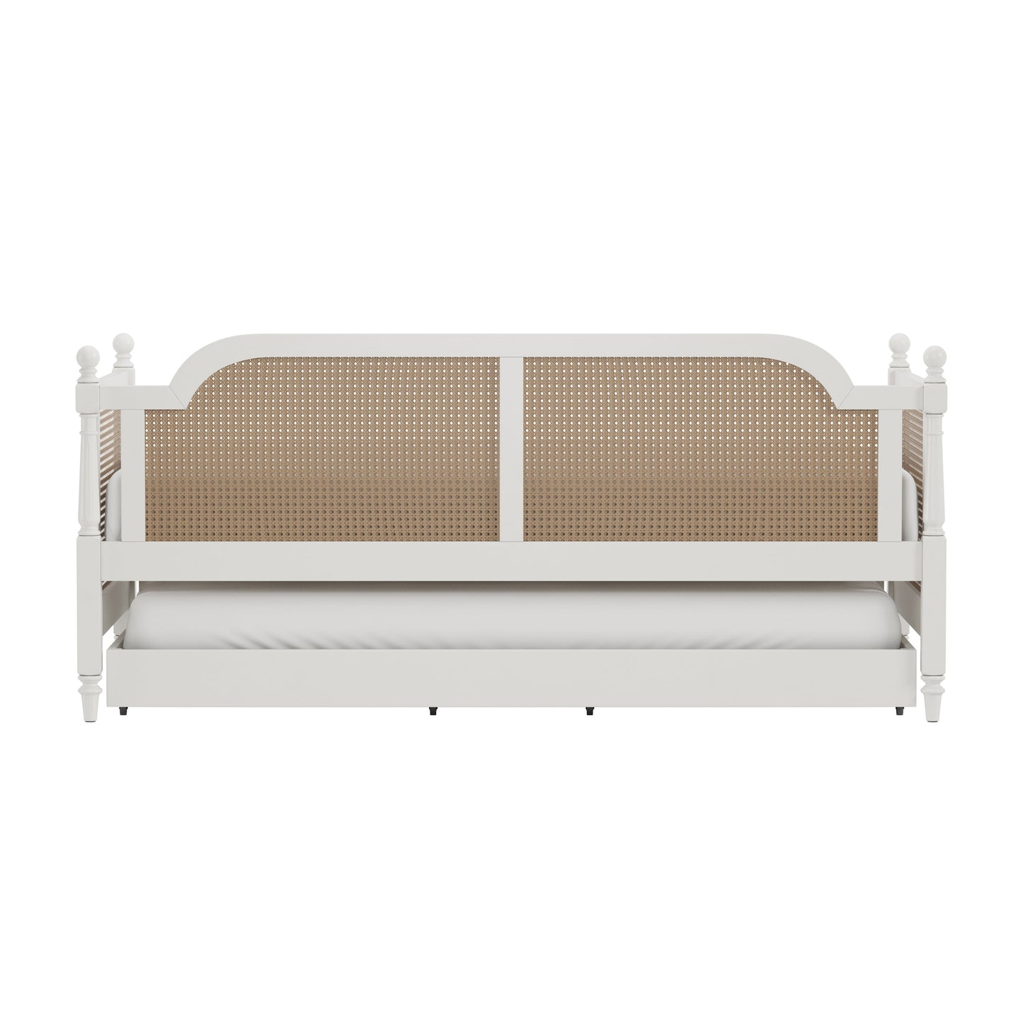 Hillsdale Furniture Melanie Wood and Cane Twin Daybed with Trundle, White