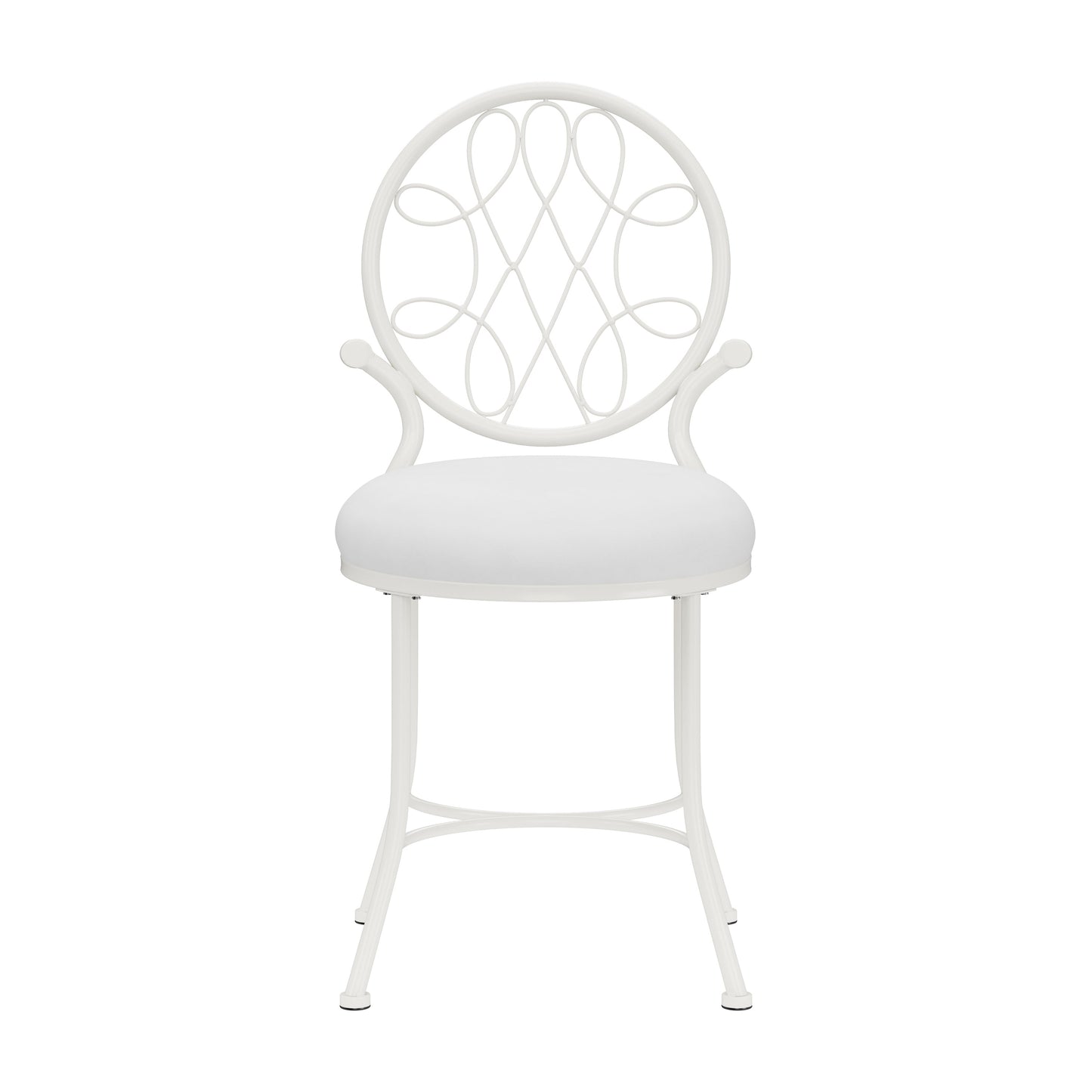 Hillsdale Furniture OMalley Metal Vanity Stool, Shiny White with White Fabric