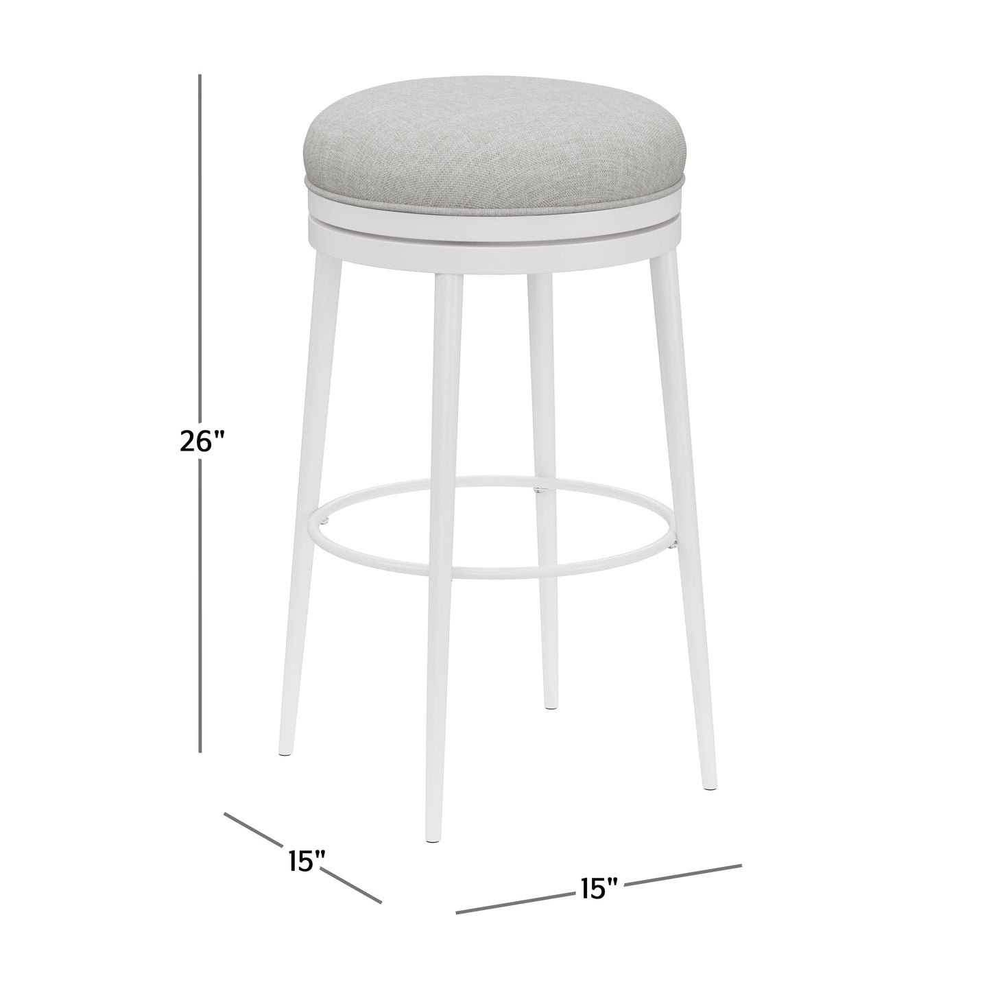Hillsdale Furniture Aubrie Metal Backless Counter Height Swivel Stool, White