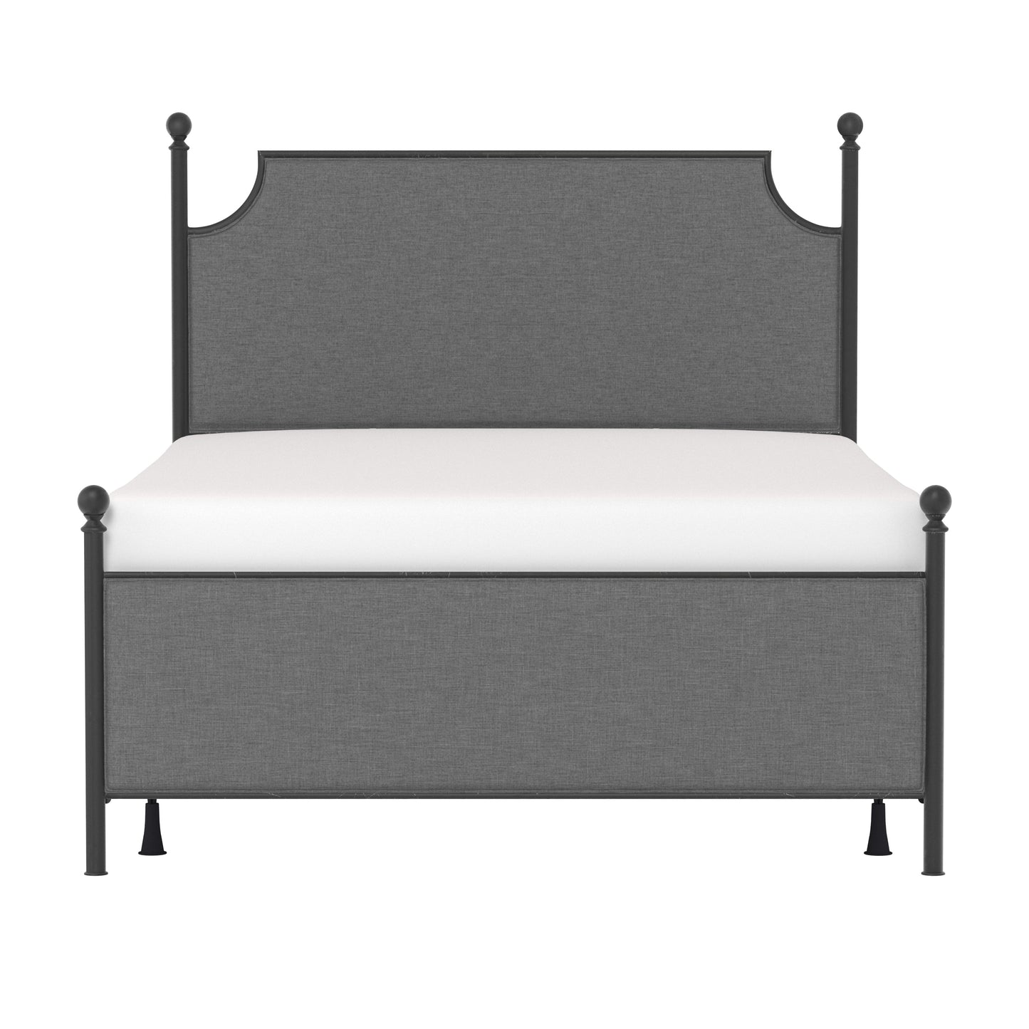 Hillsdale Furniture McArthur Queen Metal and Upholstered Bed, Matte Black with Gray Fabric