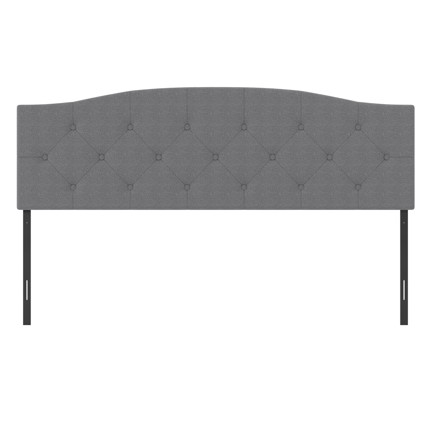 Living Essentials by Hillsdale Provence Upholstered Arch Adjustable Tufted King/Cal King Headboard with Frame, Glacier Gray Fabric