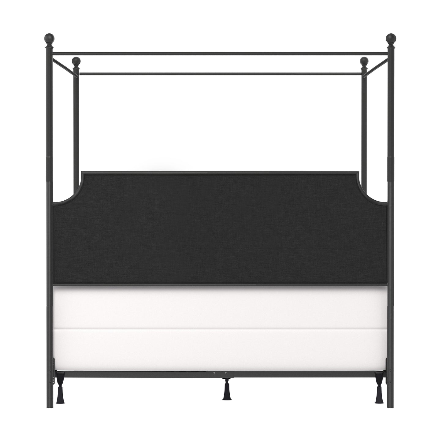 Hillsdale Furniture McArthur King Metal and Upholstered Canopy Bed, Matte Black with Gray Fabric