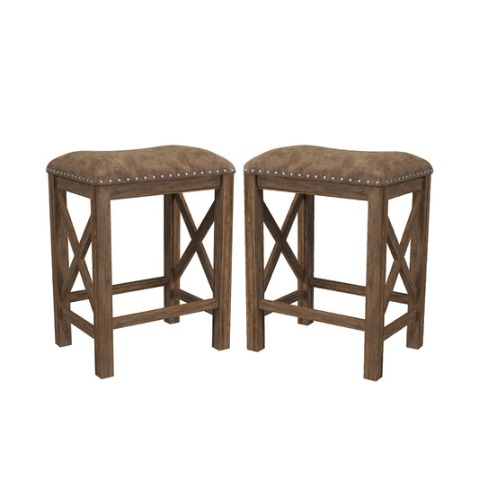 Hillsdale Furniture Willow Bend Wood Backless Counter Height Stool, Set of 2, Antique Brown Walnut