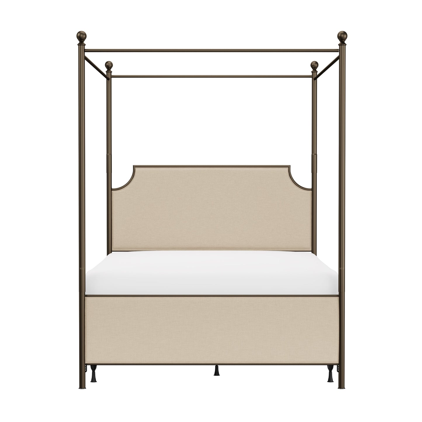 Hillsdale Furniture McArthur Queen Metal and Upholstered  Canopy Bed, Bronze with Linen Stone Fabric