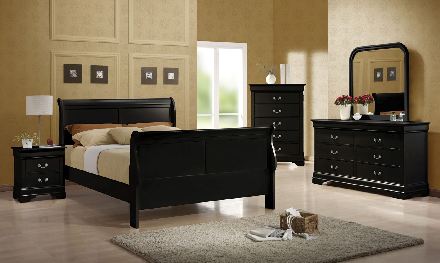 Coaster Louis Philippe Bedroom Set - Black 203961-Bed-Set at 0
