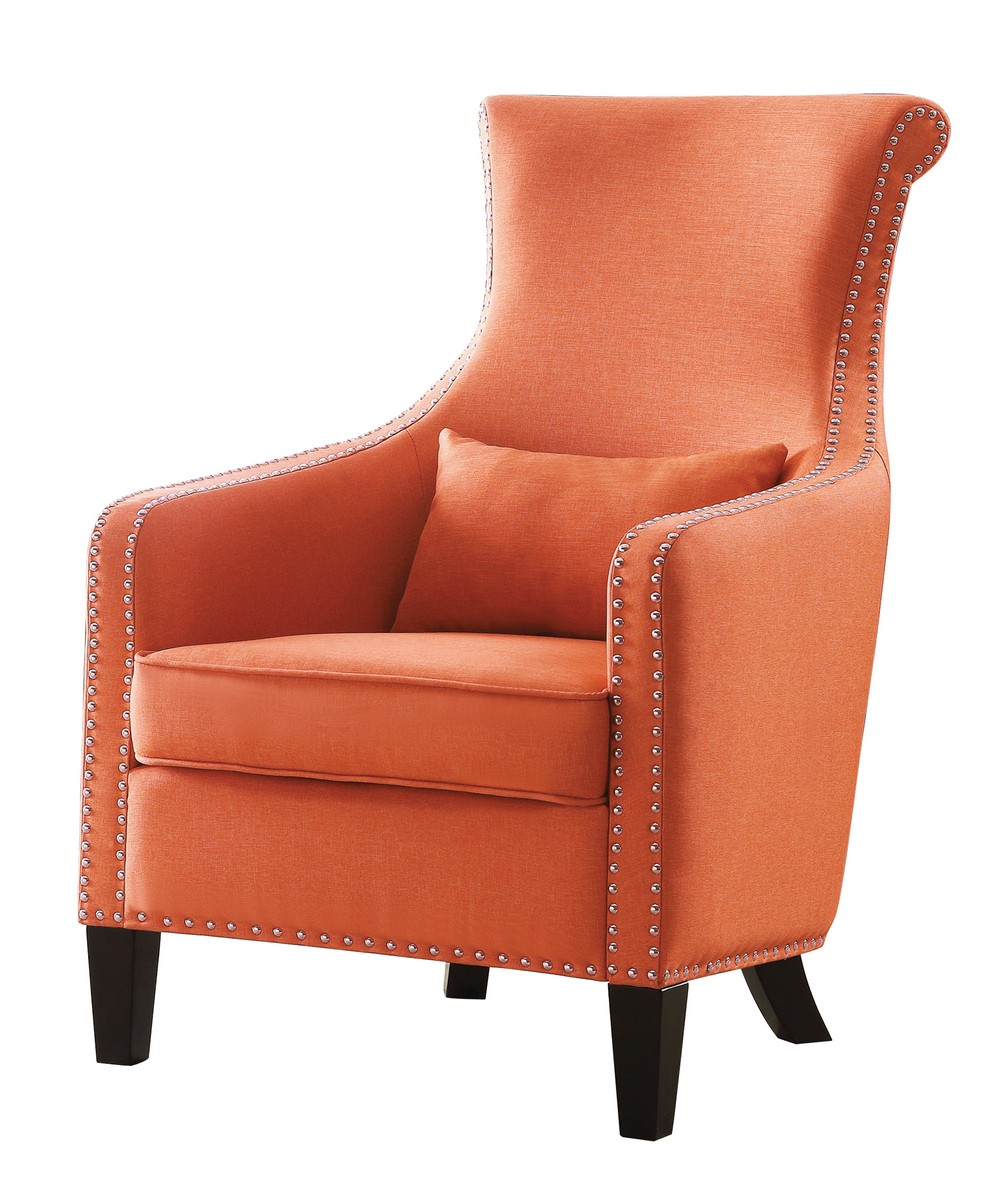 Homelegance Arles Accent Chair with 1 Kidney Pillow - Orange 1270F2S at