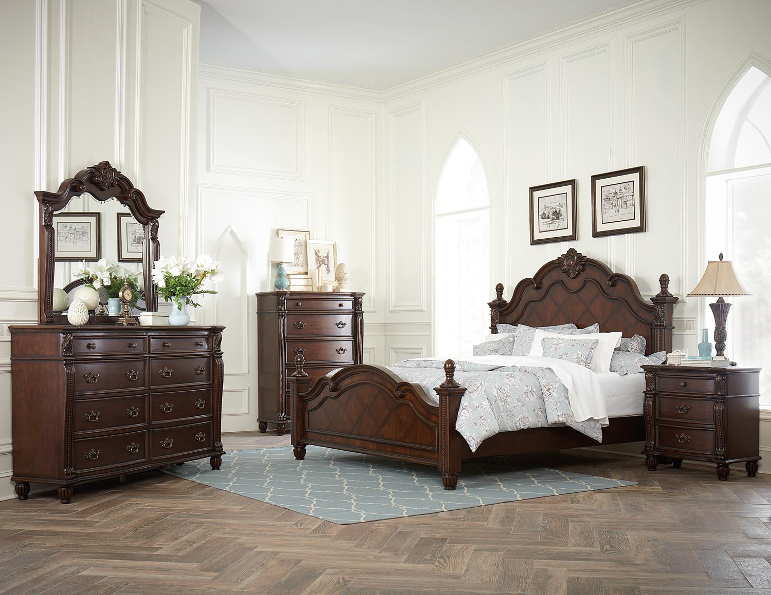 Homelegance Hadley Row Bedroom Set - Cherry 1802-Bed-Set ...