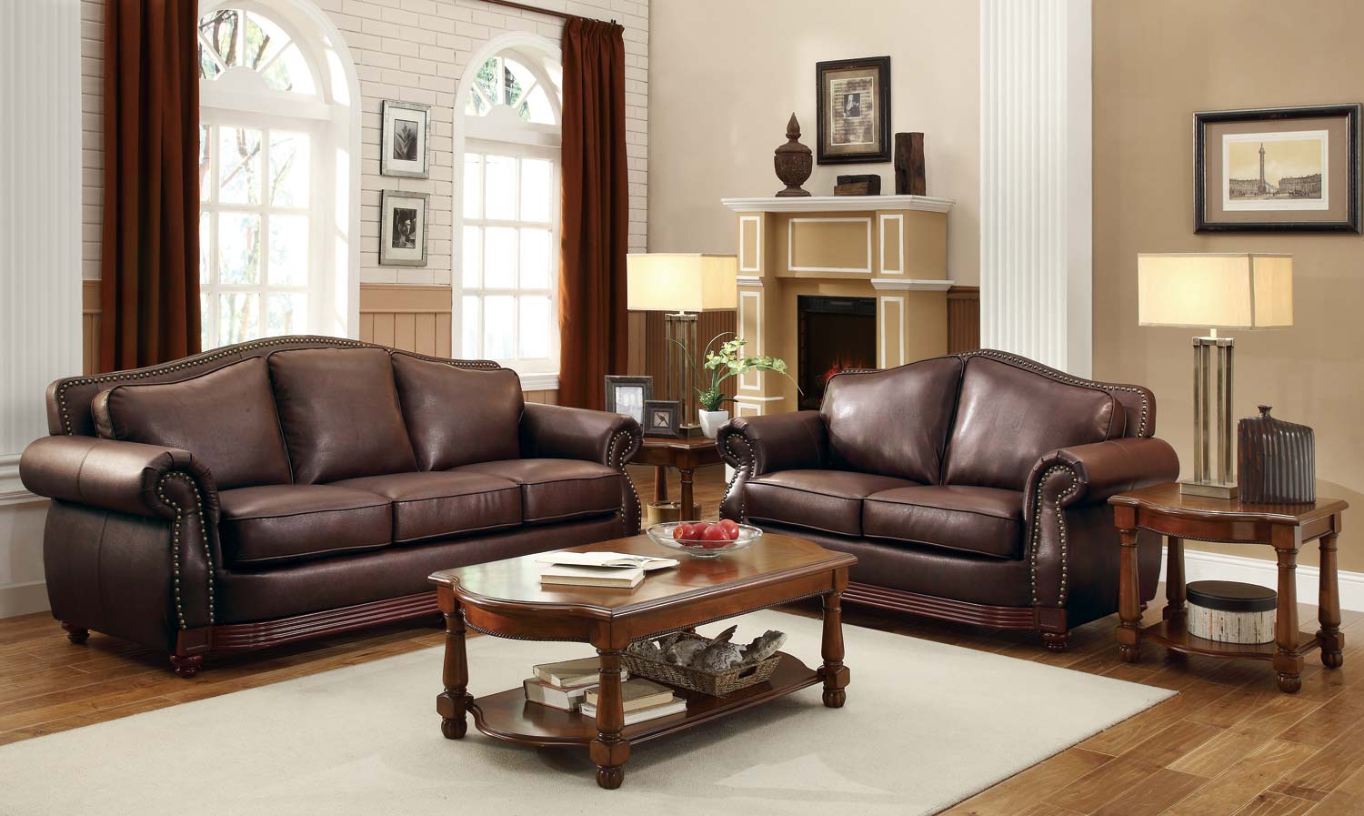Homelegance Midwood Bonded Leather Sofa Collection - Dark Brown ...
