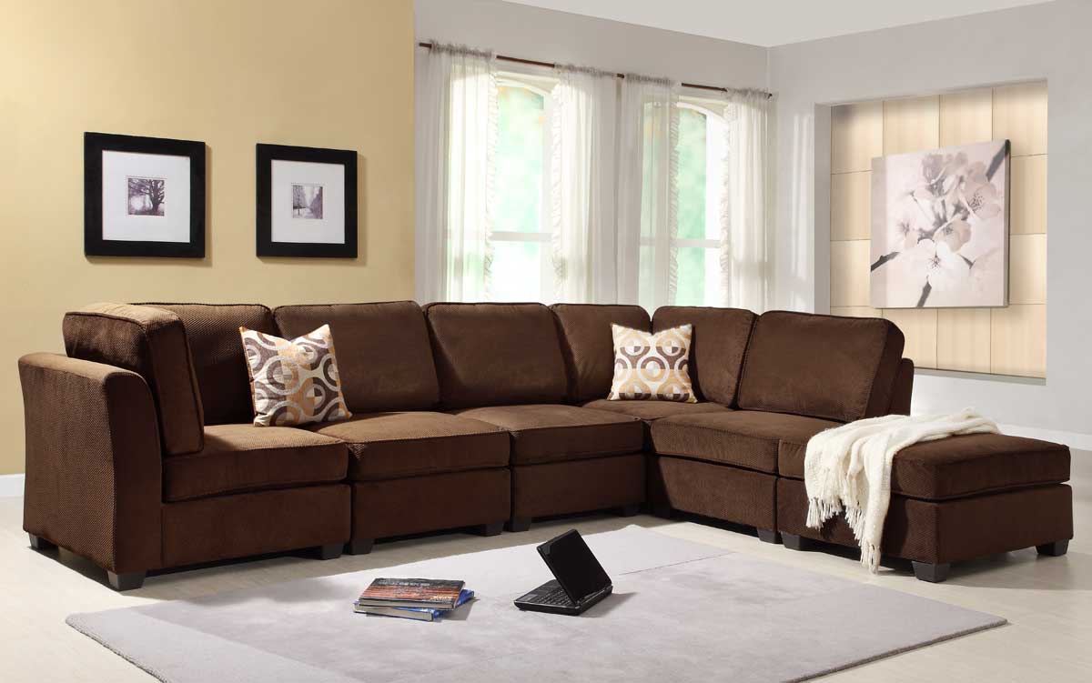 Homelegance Burke Sectional  Sofa  Set B Dark Brown  Fabric 
