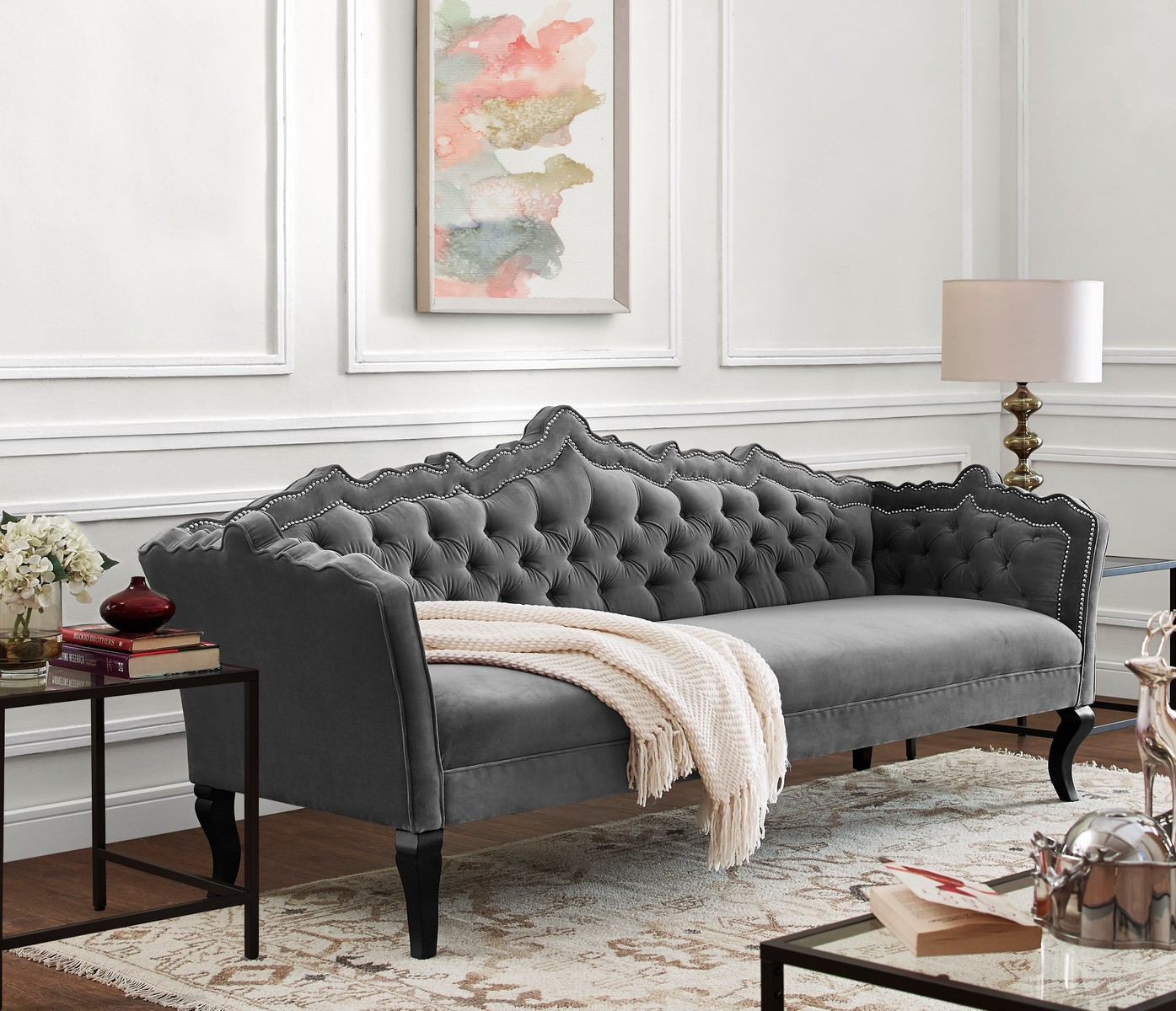 Tov Furniture Brooks Grey Velvet Sofa S44 At