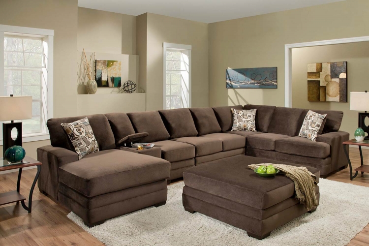 ELEMENTS Fine Home Furnishings Easton Top Grain Leather Sectional Sofa ...